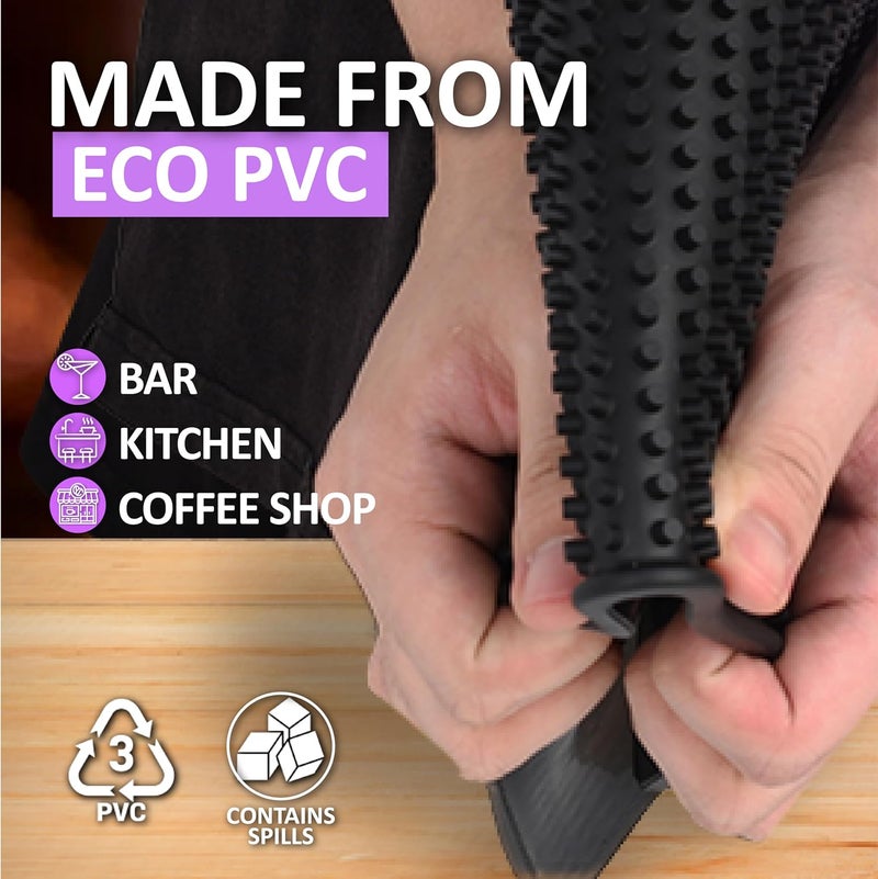 Radical Impact Rubber Bar Mat 6×12", Premium Countertop Mat for Coffee Bar, Home Bar & Kitchen, Durable 1cm Thick Rubber Drink Mat with Textured Surface That Helps Reduce Slipping, Black Bar Spill Mat - Image 5